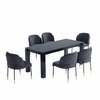 Manhattan Comfort 7-Piece Rockaway 70.86 Dining Set in Black with 6 Flor Dining Chairs in Black 6-DT02DC052-BK